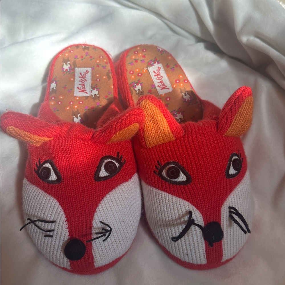 Nick & Nora Fox Patterned Slippers size 5 - 7.5